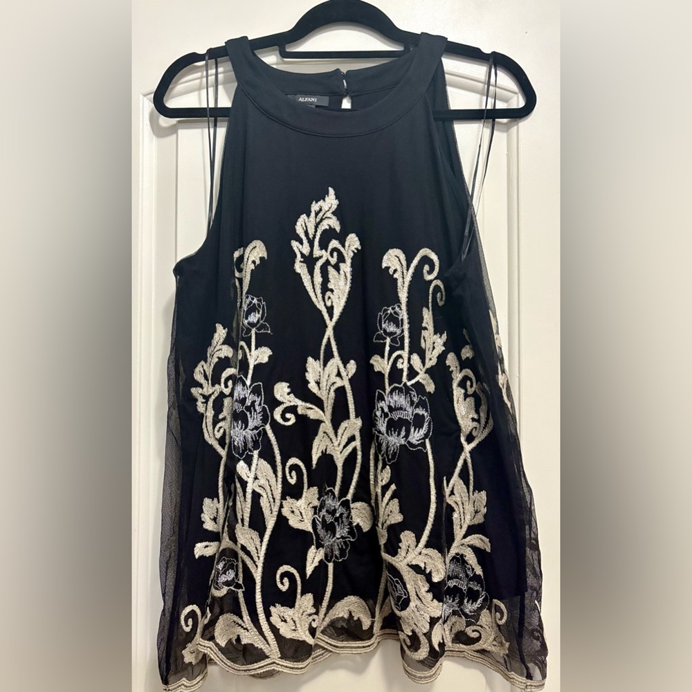 Elegant Black and Cream Floral Women's Top